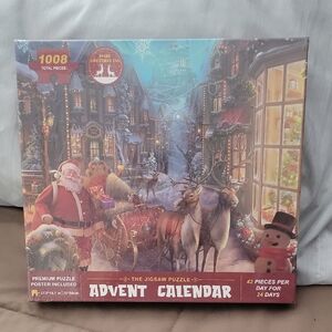 Advent Calendar Jigsaw Puzzle - Festive Holiday Scene (Red, Green)